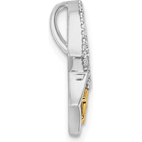 14K Two-Tone Polished 1/15 Carat Diamond Double Heart Quinceanera Pendant by Oro Pregiato