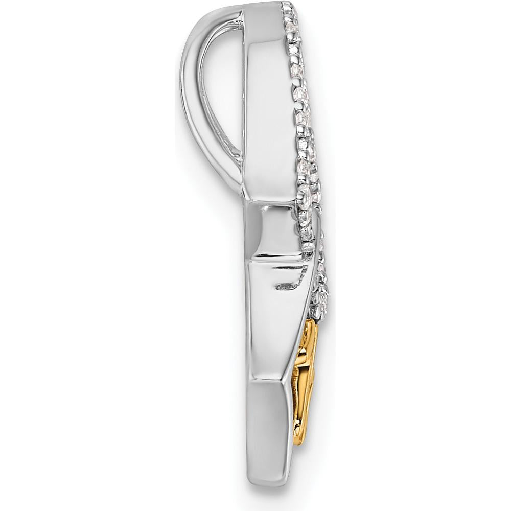 14K Two-Tone Polished 1/15 Carat Diamond Double Heart Quinceanera Pendant by Oro Pregiato