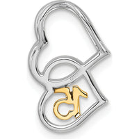 14K Two-Tone Polished 1/15 Carat Diamond Double Heart Quinceanera Pendant by Oro Pregiato