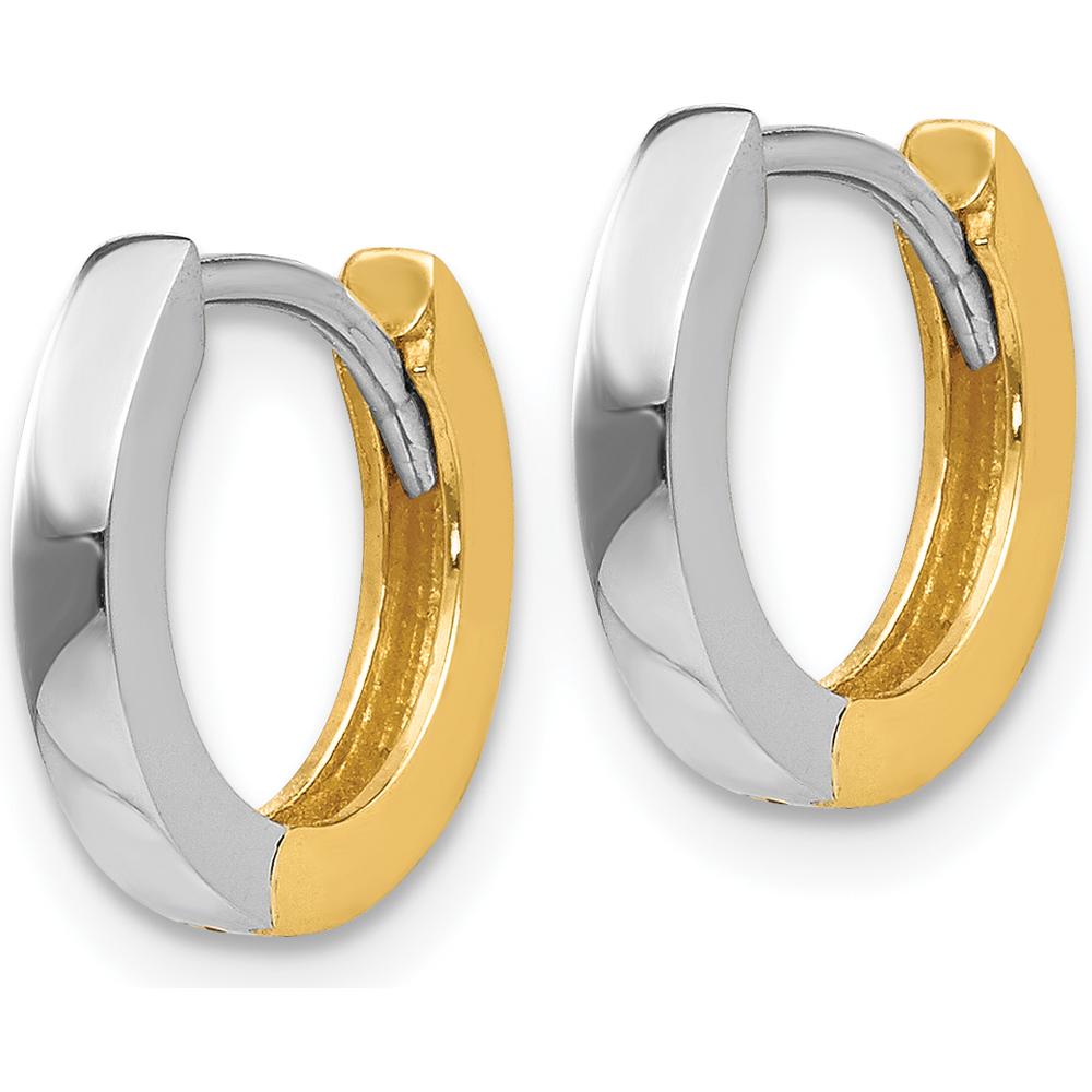 14K Two-Tone Polished 2mm Round Hinged Hoop Earrings - Women's Fine Jewelry by 0