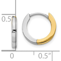 14K Two-Tone Polished 2mm Round Hinged Hoop Earrings - Women's Fine Jewelry by 0