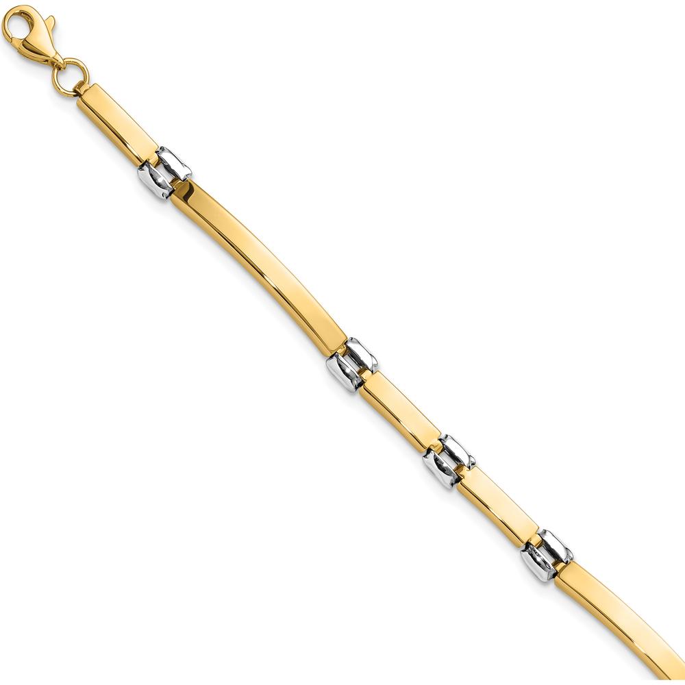 14K Two-Tone Polished 4.5mm Fancy Link and Bar 7.5" Bracelet by Oro Pregiato