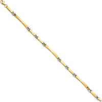 14K Two-Tone Polished 4.5mm Fancy Link and Bar 7.5" Bracelet by Oro Pregiato