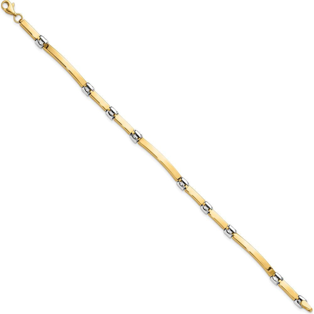 14K Two-Tone Polished 4.5mm Fancy Link and Bar 7.5" Bracelet by Oro Pregiato