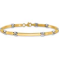 14K Two-Tone Polished 4.5mm Fancy Link and Bar 7.5" Bracelet by Oro Pregiato