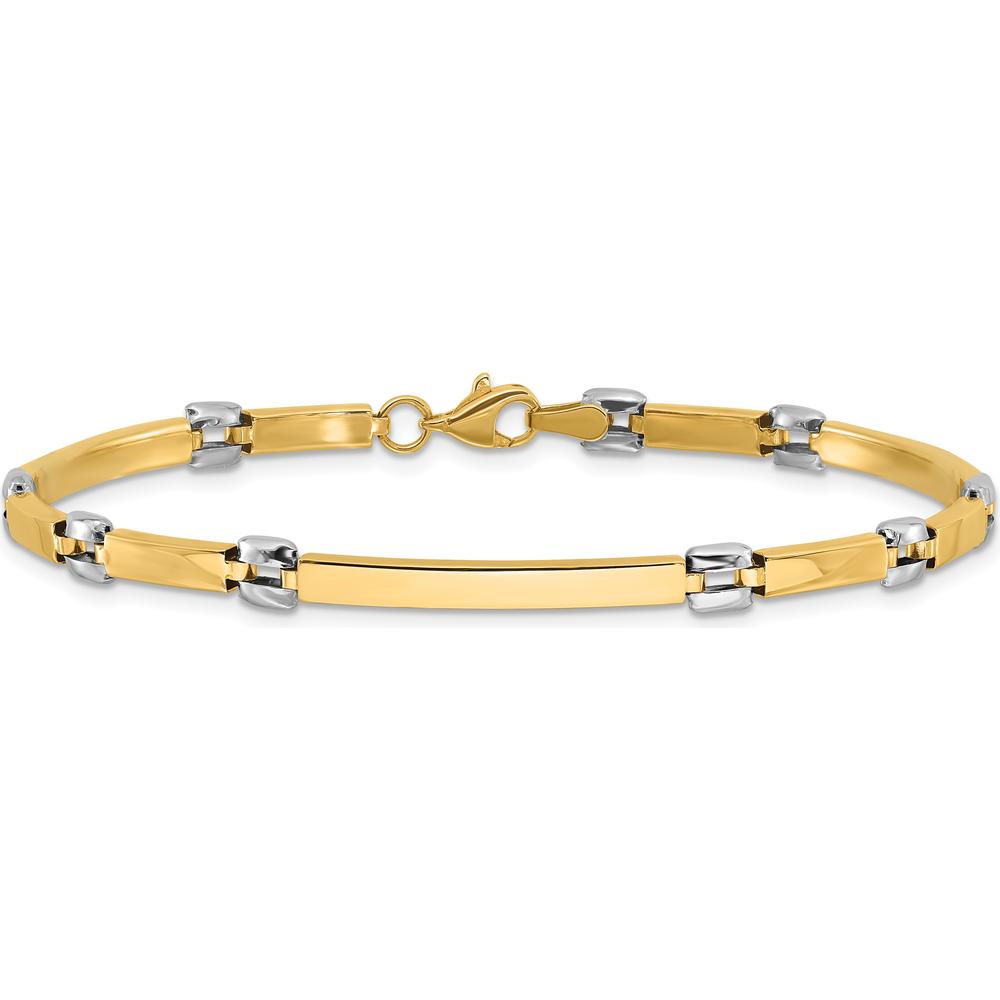 14K Two-Tone Polished 4.5mm Fancy Link and Bar 7.5" Bracelet by Oro Pregiato