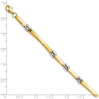 14K Two-Tone Polished 4.5mm Fancy Link and Bar 7.5" Bracelet by Oro Pregiato