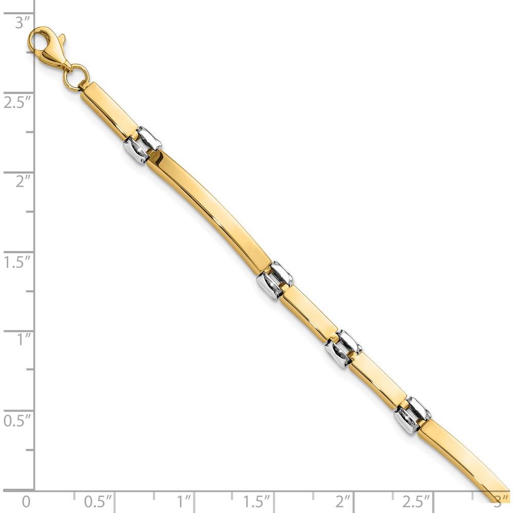 14K Two-Tone Polished 4.5mm Fancy Link and Bar 7.5" Bracelet by Oro Pregiato