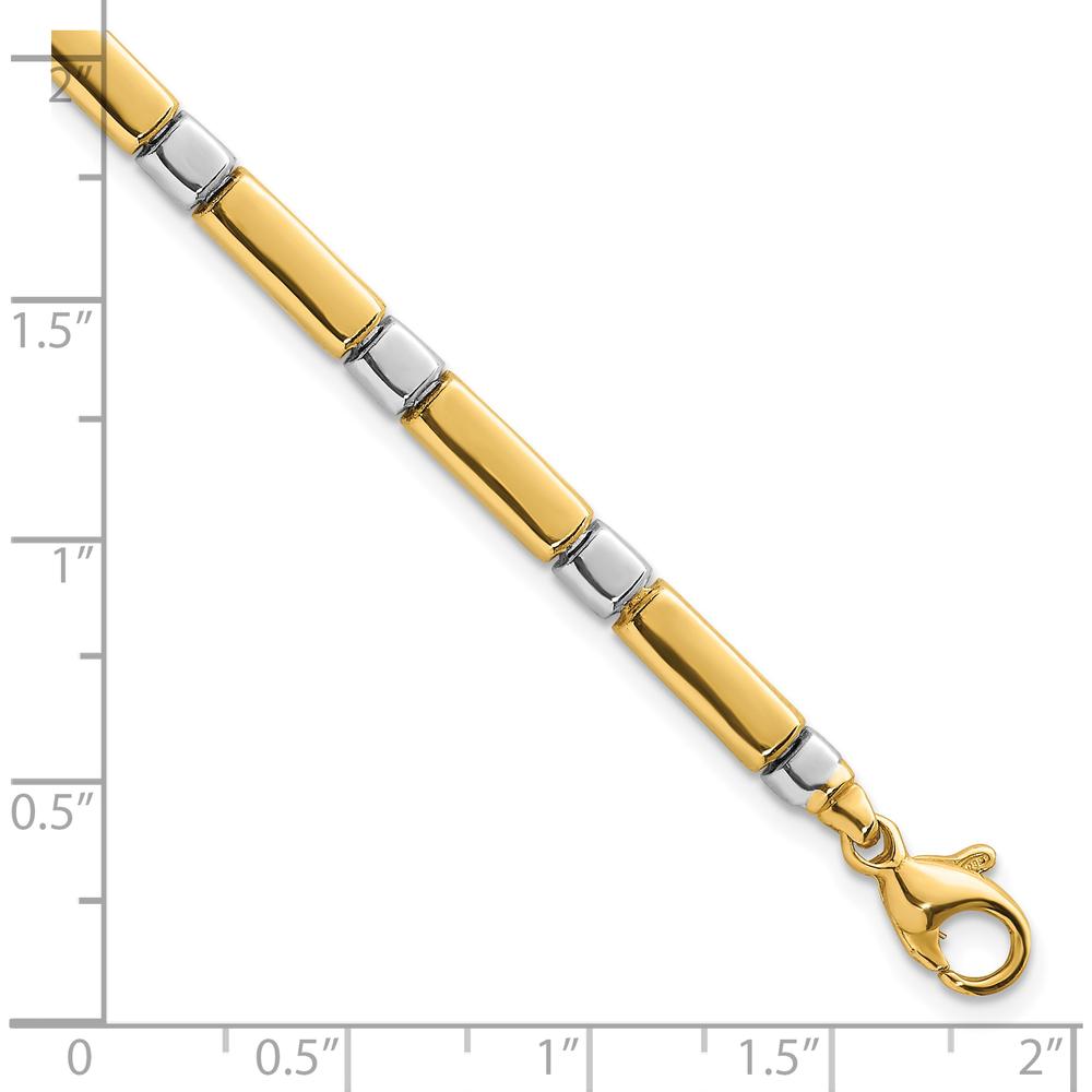 14K Two Tone Polished 4mm Fancy Bar Link Bracelet - 7.5" Length by Oro Pregiato