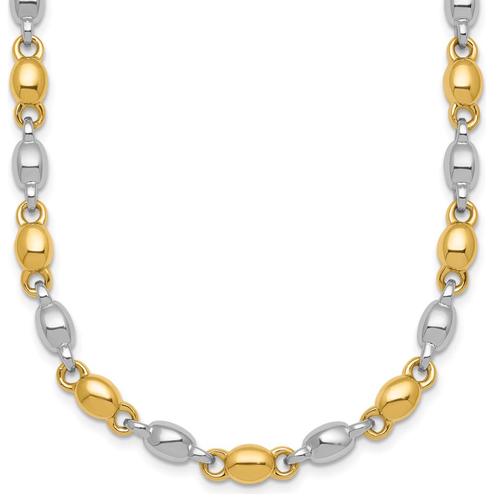 14K Two-Tone Polished 5.25mm Round Fancy Link Necklace - 18" by 0