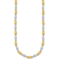 14K Two-Tone Polished 5.25mm Round Fancy Link Necklace - 18" by 0