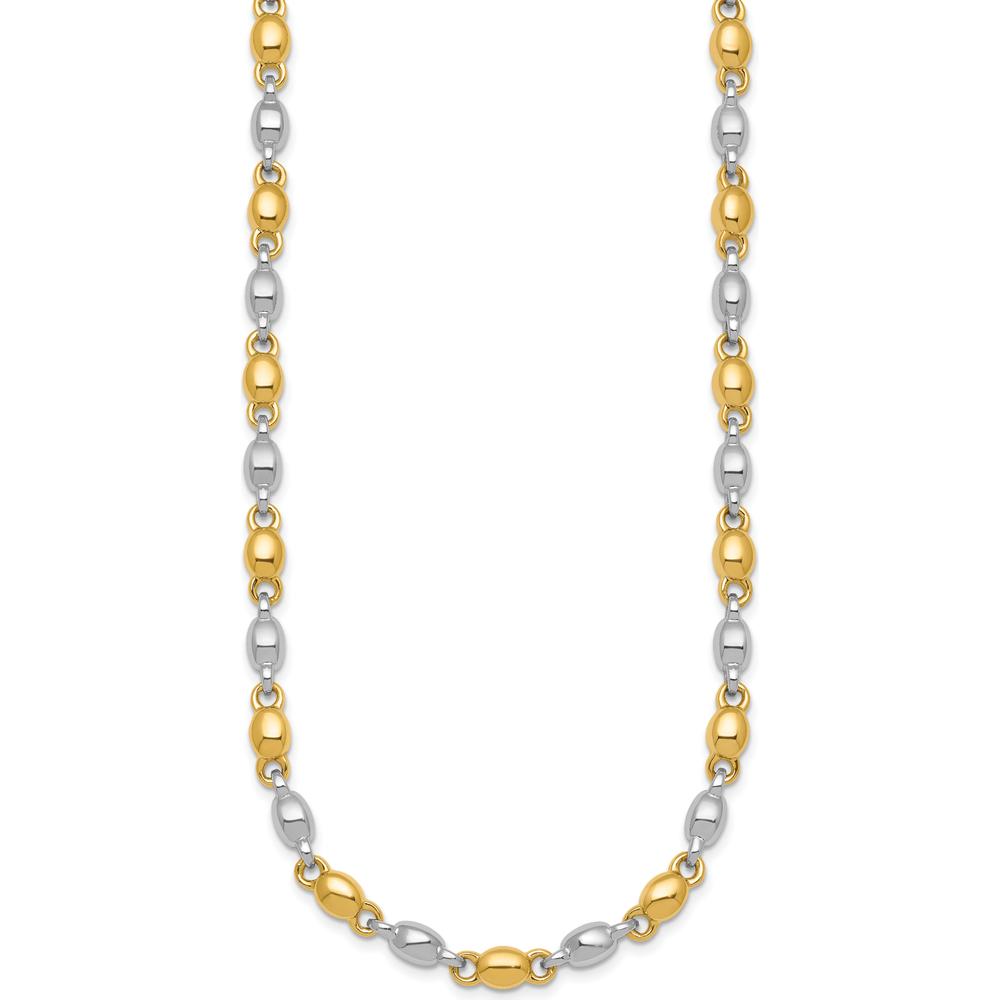 14K Two-Tone Polished 5.25mm Round Fancy Link Necklace - 18" by 0