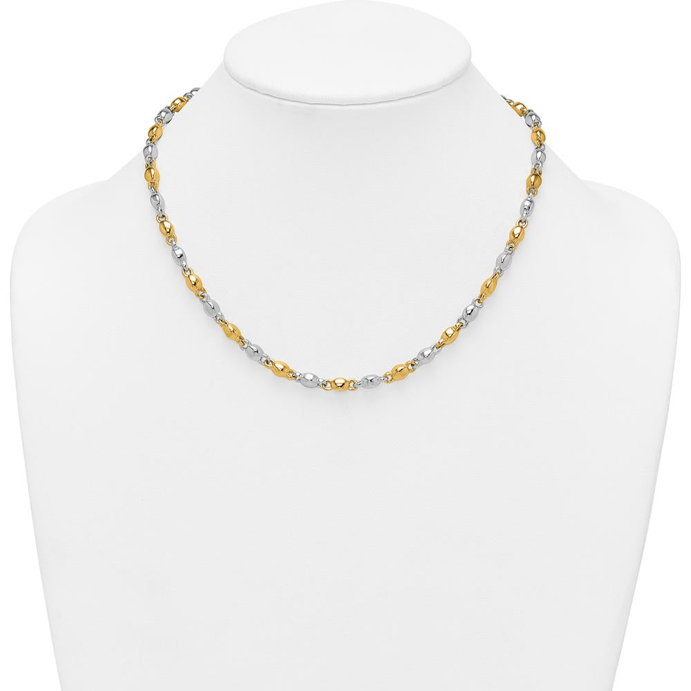 14K Two-Tone Polished 5.25mm Round Fancy Link Necklace - 18" by 0
