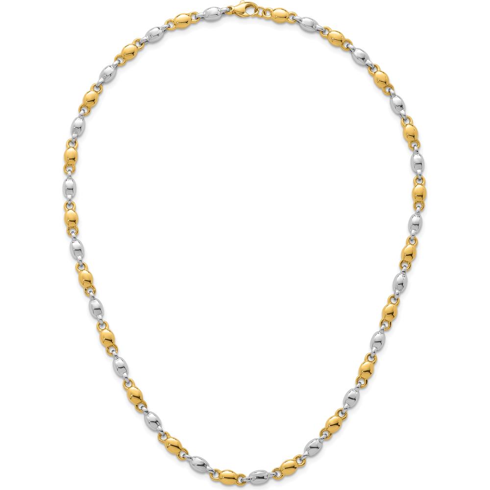 14K Two-Tone Polished 5.25mm Round Fancy Link Necklace - 18" by 0