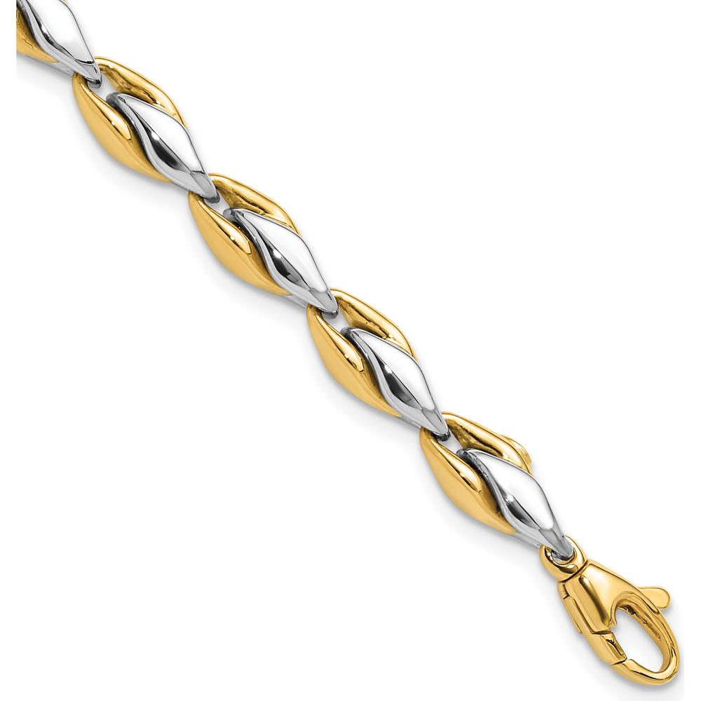 14K Two-Tone Polished 5.6mm Fancy Link Bracelet - 7.5" Length by Oro Pregiato