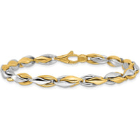 14K Two-Tone Polished 5.6mm Fancy Link Bracelet - 7.5" Length by Oro Pregiato