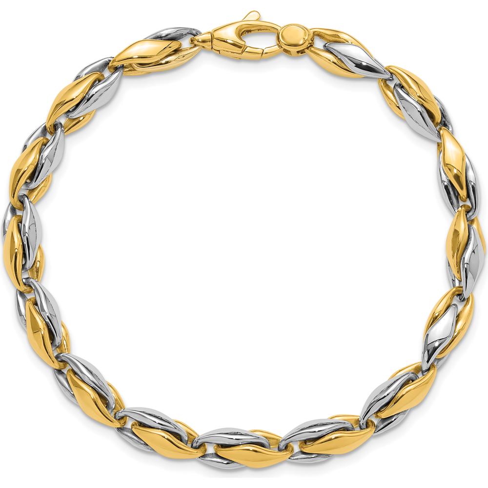 14K Two-Tone Polished 5.6mm Fancy Link Bracelet - 7.5" Length by Oro Pregiato