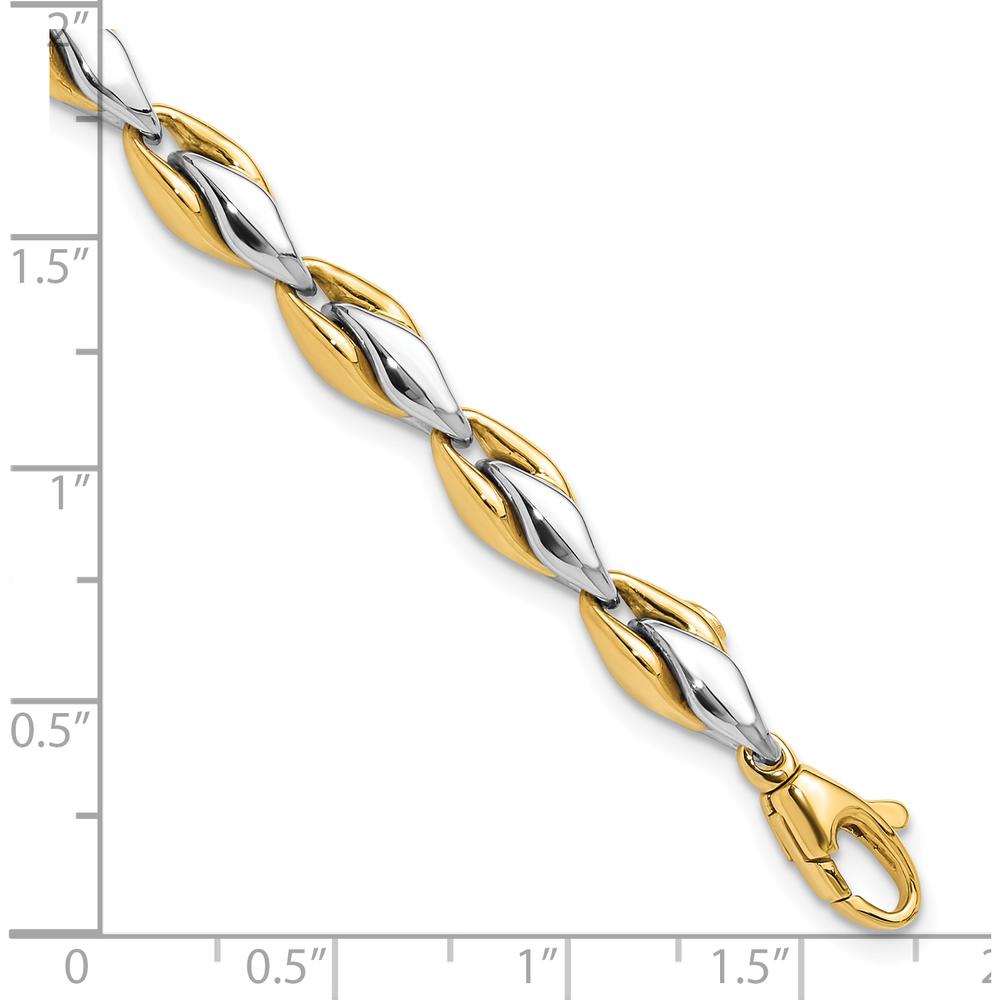 14K Two-Tone Polished 5.6mm Fancy Link Bracelet - 7.5" Length by Oro Pregiato