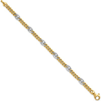 14K Two-Tone Polished 7.1mm Fancy Curb/Anchor Chain Bracelet - 7.5" Length by 0