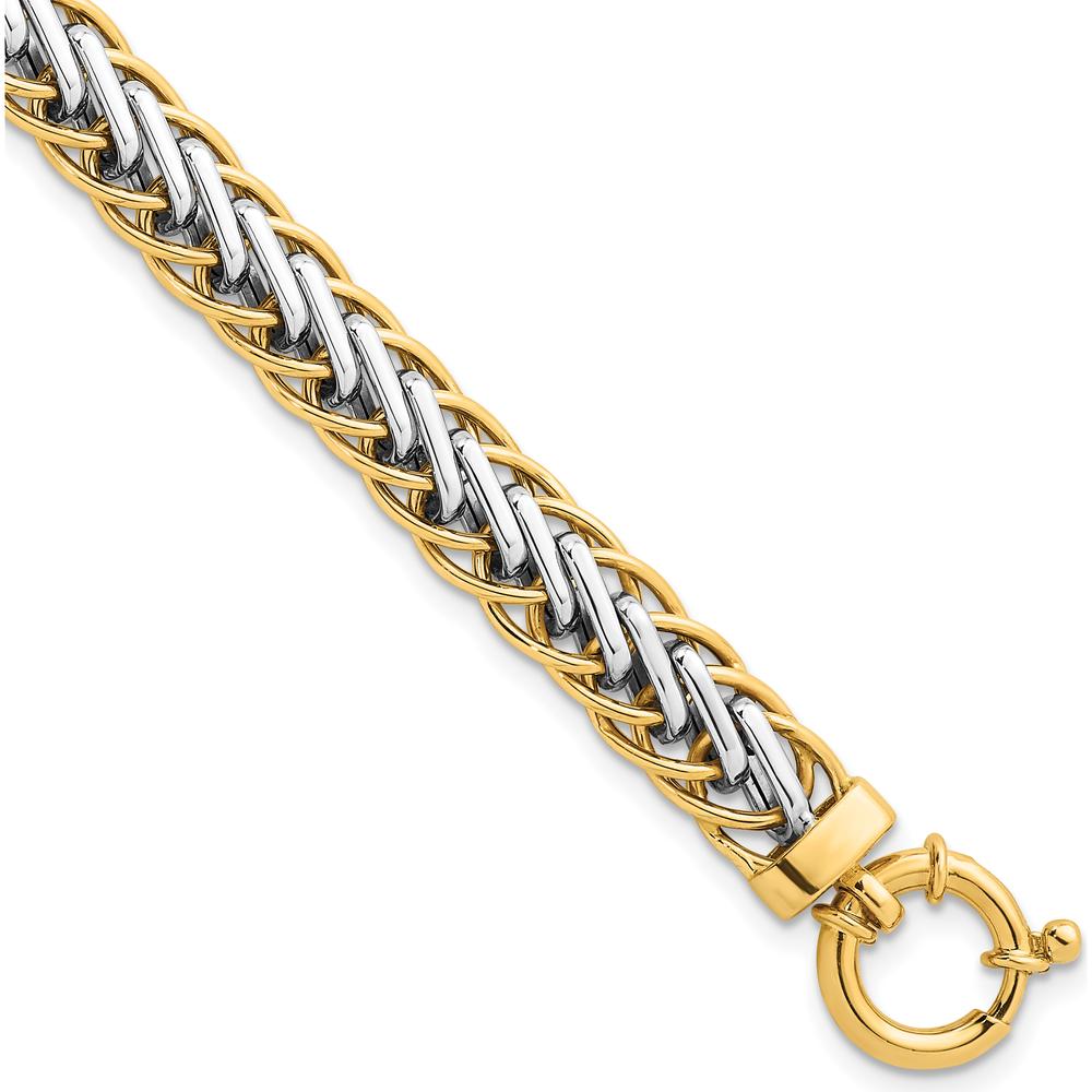 14K Two-Tone Polished 7.5mm Lightweight Fancy Woven Link Bracelet - 7.5" Length by 0