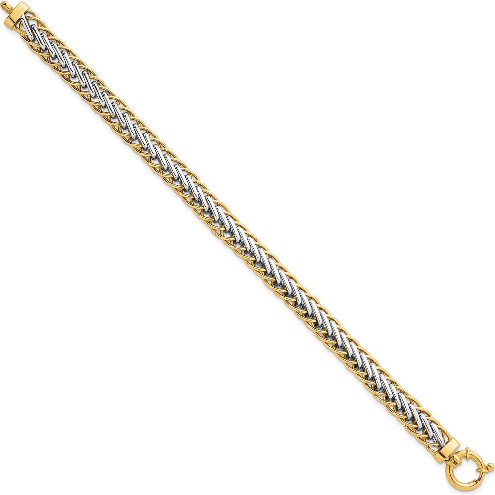 14K Two-Tone Polished 7.5mm Lightweight Fancy Woven Link Bracelet - 7.5" Length by 0