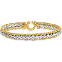 14K Two-Tone Polished 7.5mm Lightweight Fancy Woven Link Bracelet - 7.5" Length by 0
