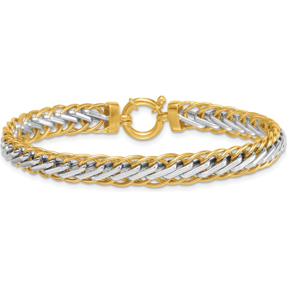14K Two-Tone Polished 7.5mm Lightweight Fancy Woven Link Bracelet - 7.5" Length by 0