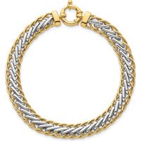 14K Two-Tone Polished 7.5mm Lightweight Fancy Woven Link Bracelet - 7.5" Length by 0
