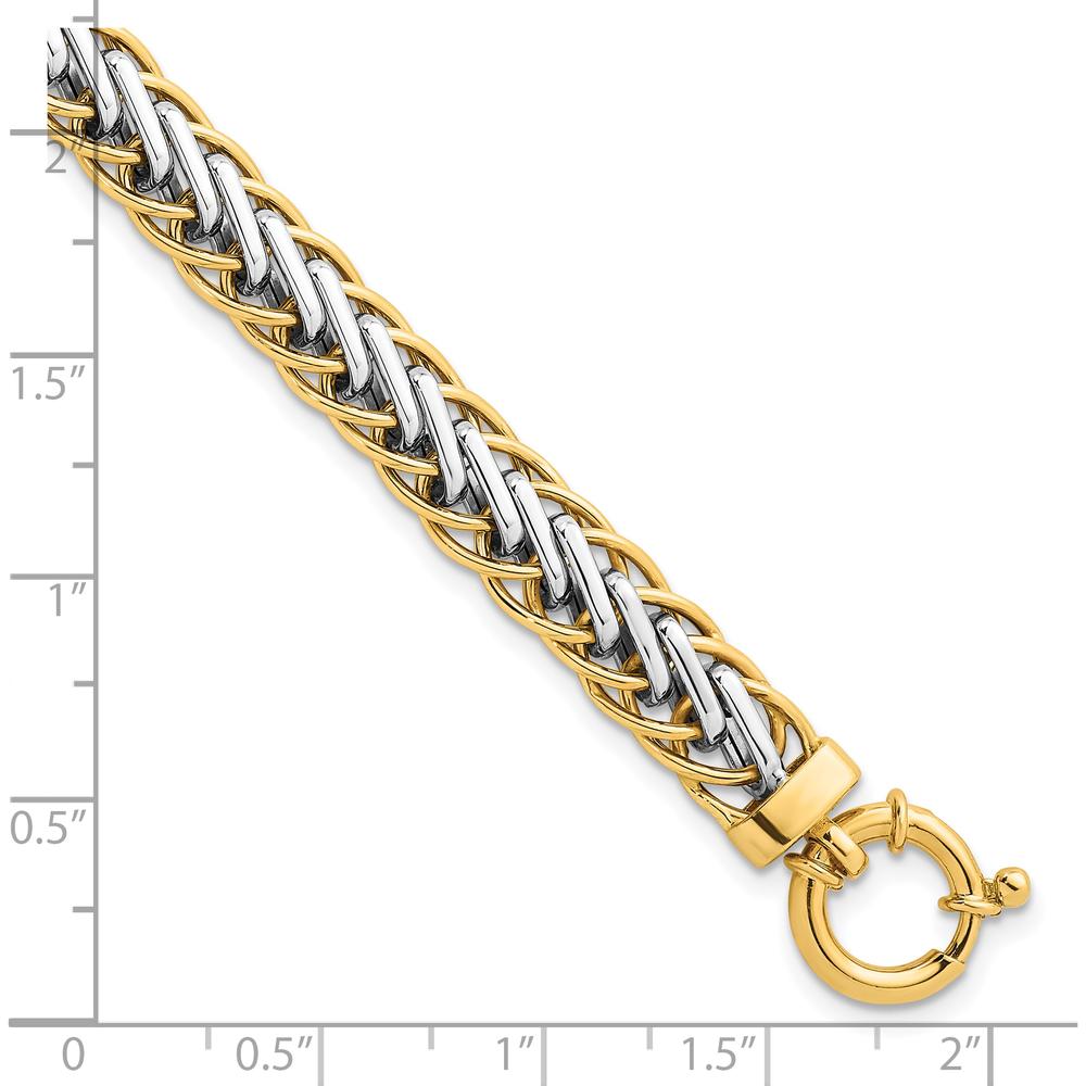 14K Two-Tone Polished 7.5mm Lightweight Fancy Woven Link Bracelet - 7.5" Length by 0