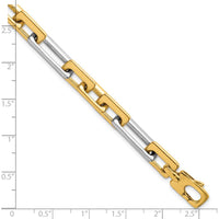 14K Two-Tone Polished 8mm Fancy Square and Rectangle Figaro Bracelet - 7.25" Length by 0