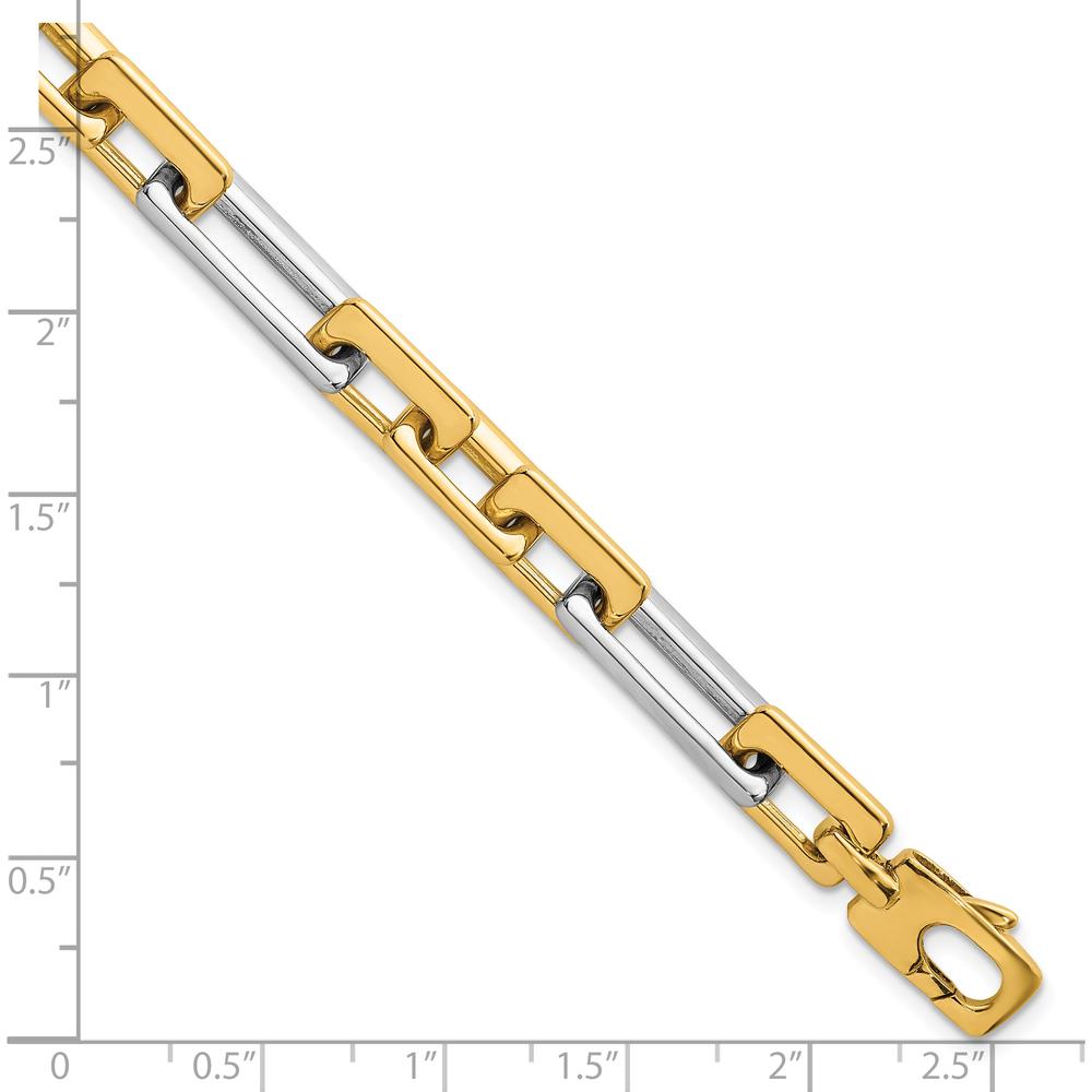 14K Two-Tone Polished 8mm Fancy Square and Rectangle Figaro Bracelet - 7.25" Length by 0