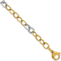 14K Two-Tone Polished 9.75mm Fancy Circle Cable Chain Bracelet - 7.5 Inch by 0