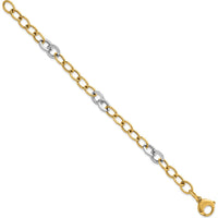 14K Two-Tone Polished 9.75mm Fancy Circle Cable Chain Bracelet - 7.5 Inch by 0