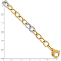 14K Two-Tone Polished 9.75mm Fancy Circle Cable Chain Bracelet - 7.5 Inch by 0