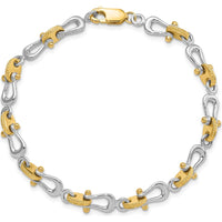 14K Two-Tone Polished Anchor Shackle Bracelet - 8 inches by Oro Pregiato