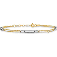 14K Two-Tone Polished and Diamond-Cut 3-Station Bracelet with 0.75" Extender by Oro Pregiato