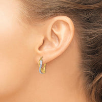 14K Two-Tone Polished and Diamond-Cut Hoop Earrings - 20.6mm Length, 5.55mm Thickness by 0