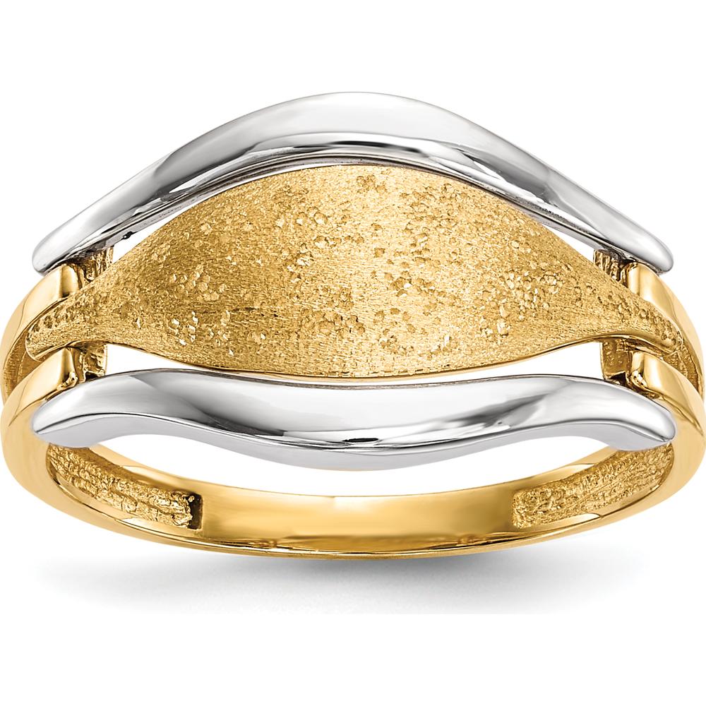 14K Two-Tone Polished & Textured Fashion Band Ring by 0