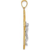 14K Two-Tone Polished and Textured Filigree Passion Crucifix Pendant - 37.2mm Length by Oro Pregiato