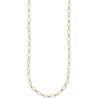 14K Two-Tone Polished and Twisted Fancy Oval Links Necklace with Faceted Beads - 18 Inches by 0