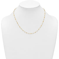 14K Two-Tone Polished and Twisted Fancy Oval Links Necklace with Faceted Beads - 18 Inches by 0