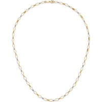 14K Two-Tone Polished and Twisted Fancy Oval Links Necklace with Faceted Beads - 18 Inches by 0