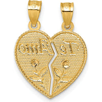 14K Two-Tone Polished Break-Apart Heart Pendant with "Te Amo" and Roses - A Symbol of Love by Oro Pregiato