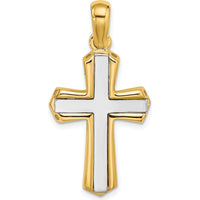 14K Two-Tone Polished Cross Charm Pendant - 27.1mm Length by Oro Pregiato