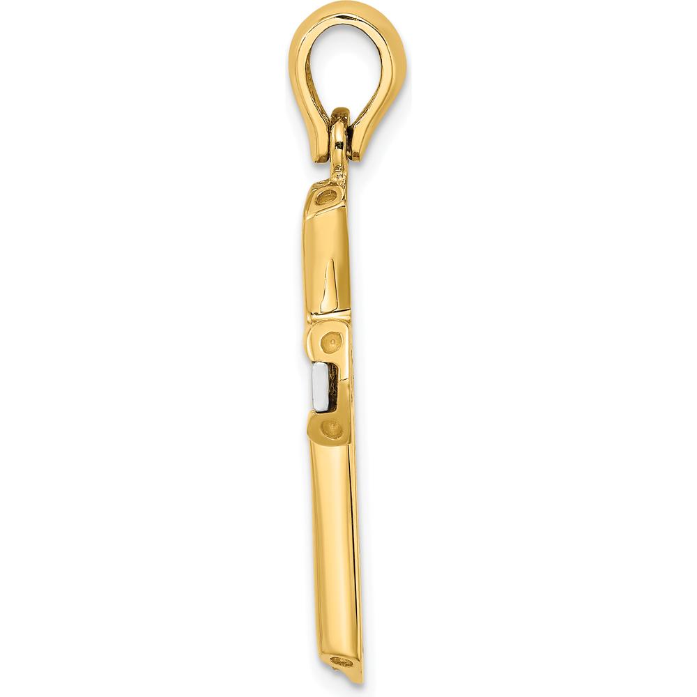 14K Two-Tone Polished Cross Charm Pendant - 27.1mm Length by Oro Pregiato