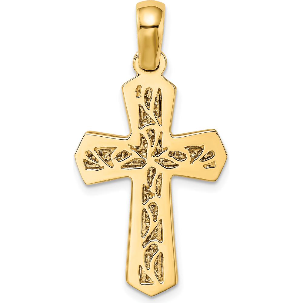 14K Two-Tone Polished Cross Charm Pendant - 27.1mm Length by Oro Pregiato