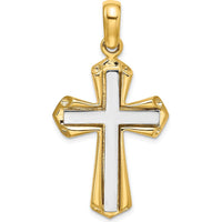 14K Two-Tone Polished Cross Pendant - 32.65mm Length, 23.45mm Width by Oro Pregiato