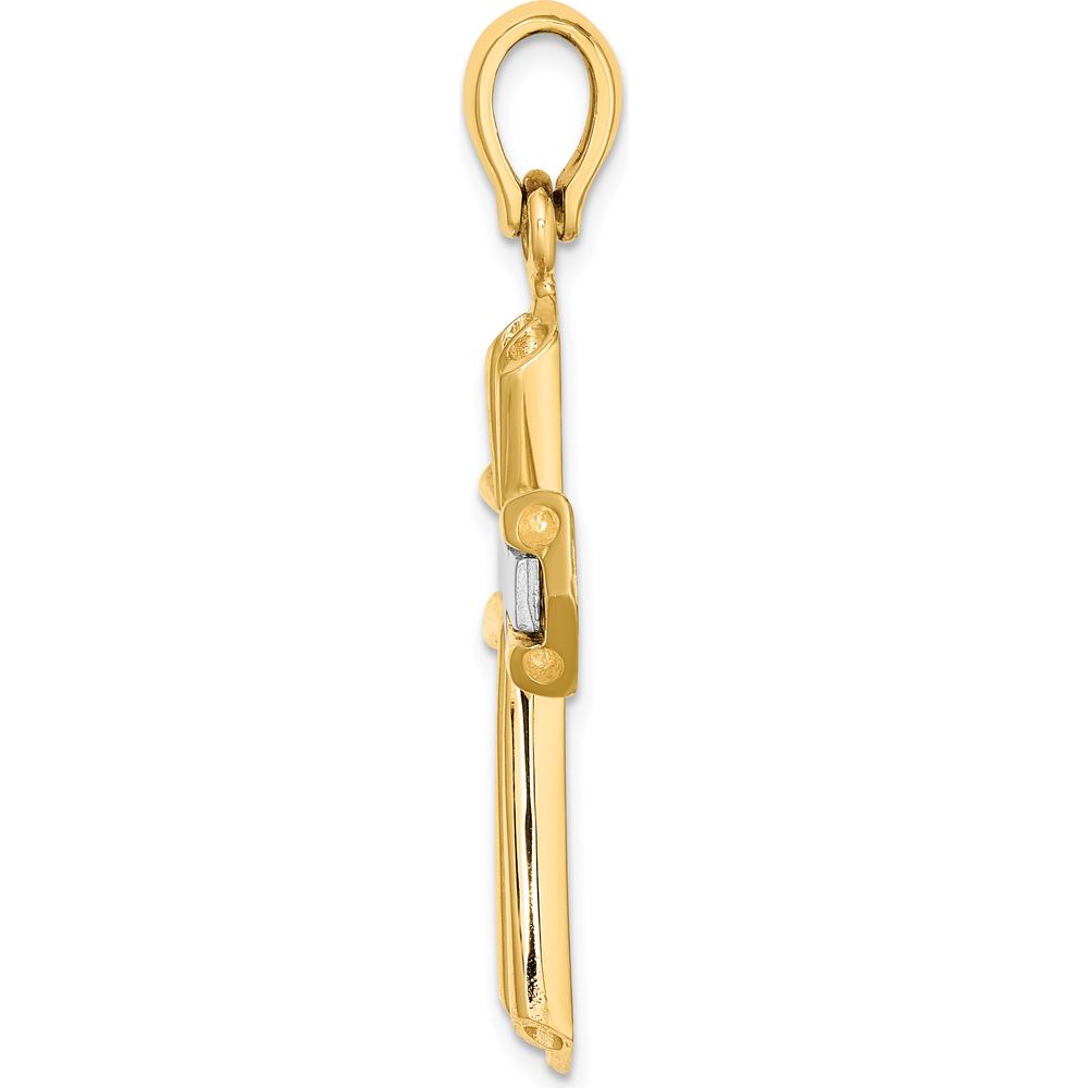 14K Two-Tone Polished Cross Pendant - 32.65mm Length, 23.45mm Width by Oro Pregiato