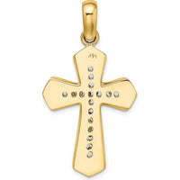 14K Two-Tone Polished Cross Pendant - 32.65mm Length, 23.45mm Width by Oro Pregiato