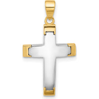 14K Two-Tone Polished Cross Pendant - Timeless Spiritual Jewelry by Oro Pregiato